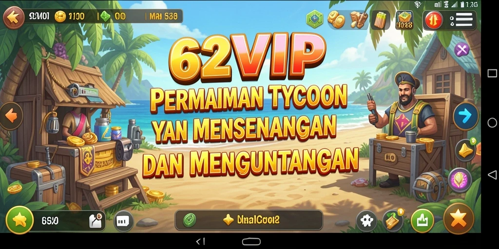 Screenshot gameplay 62VIP menampilkan strategi bisnis yang seru.