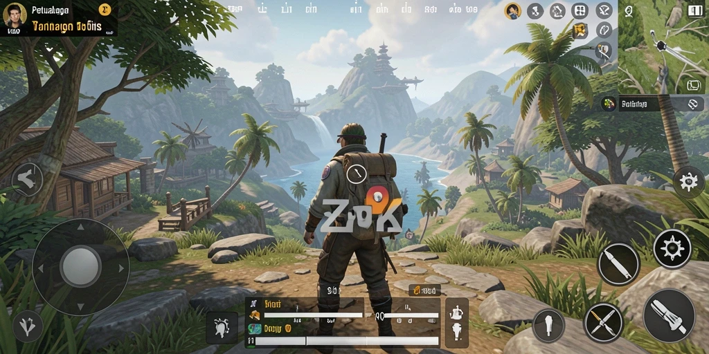 Screenshot gameplay 99ZK menunjukkan dunia terbuka yang menakjubkan.