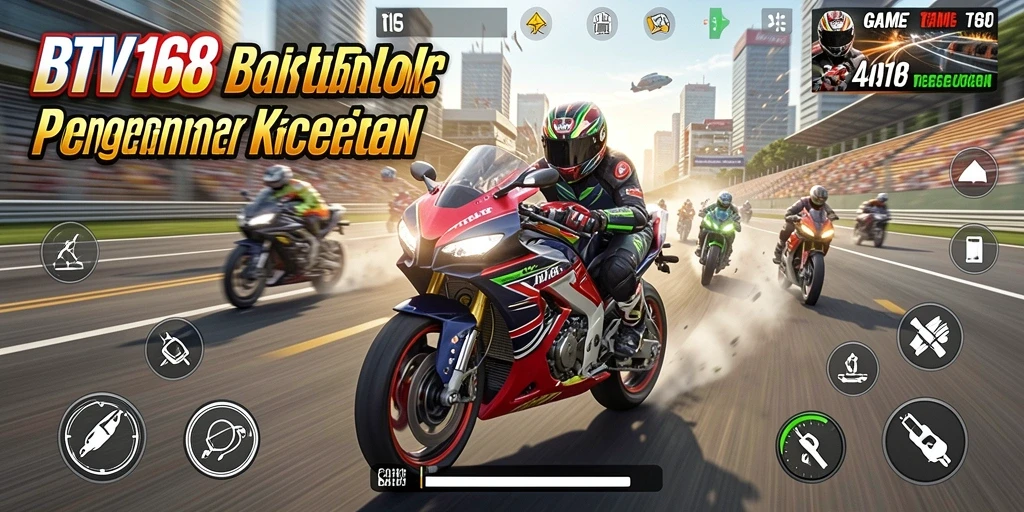 Screenshot BTV168 menampilkan aksi balap motor yang mendebarkan.