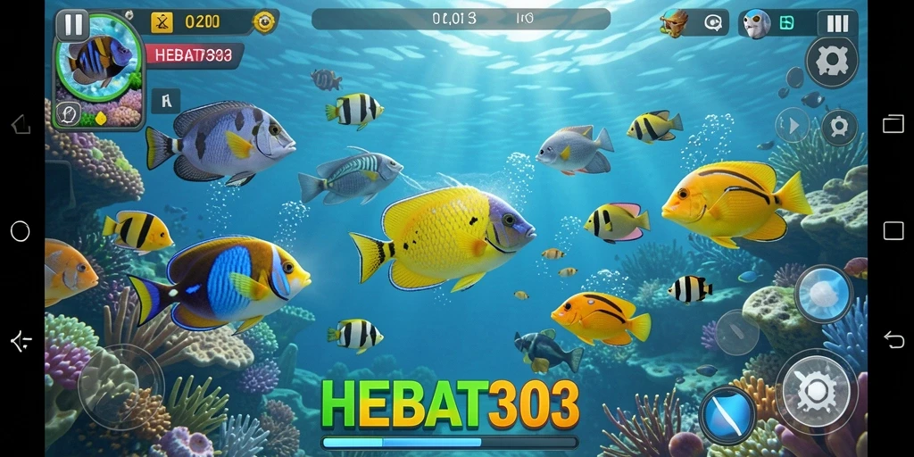 Tampak layar gameplay menakjubkan dari HEBAT303 saat menembak ikan.