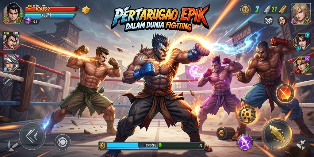 Screenshot gameplay HOKI99 menampilkan pertarungan yang mendebarkan.