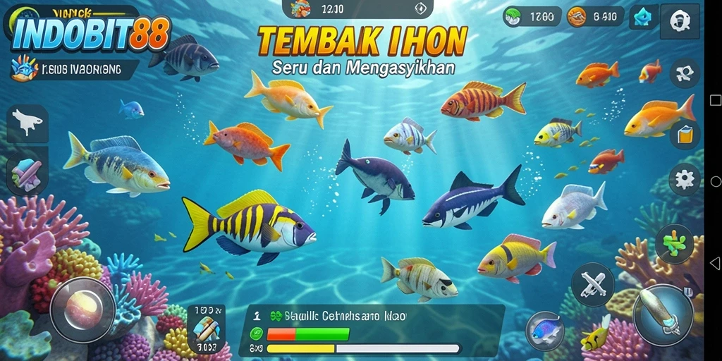 Screenshot gameplay Tembak Ikan yang penuh warna dan menarik.