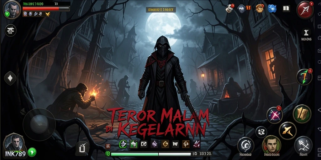 Screenshot gameplay HORROR INK789 menampilkan suasana yang menegangkan.