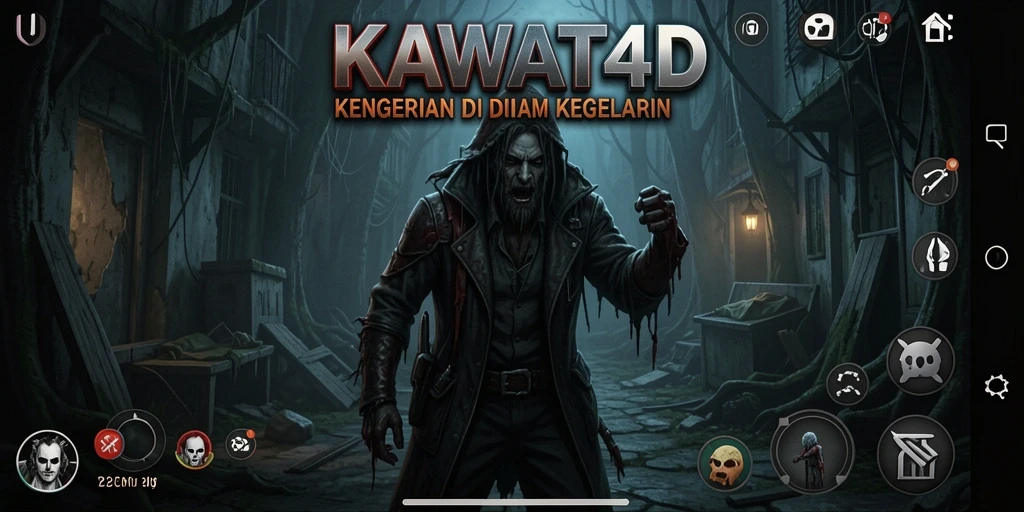 Screenshot KAWAT4D menampilkan karakter di tengah hutan angker.