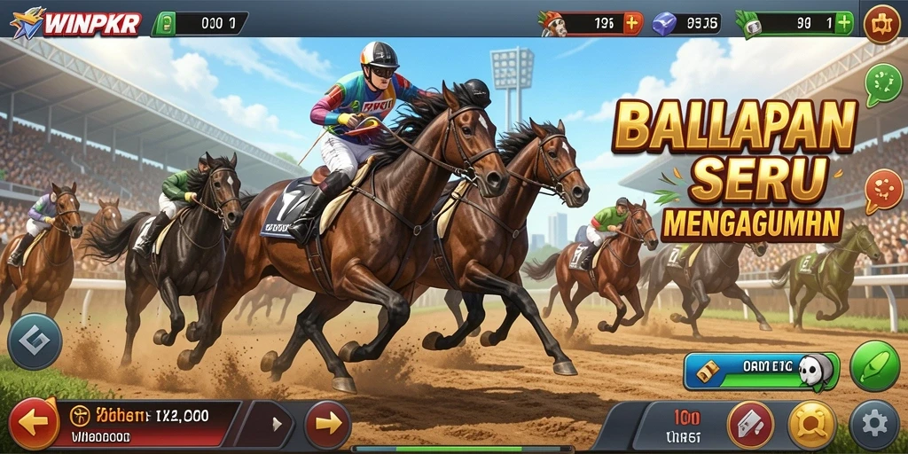 Tangkapan layar gameplay WINPKR yang mendebarkan saat balapan.
